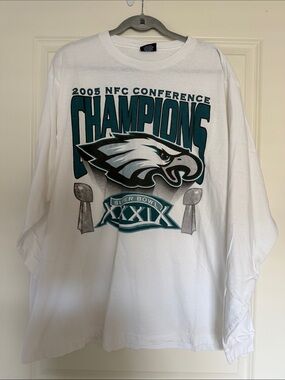 Philadelphia Eagles 2005 NFC Conference Champions Long Sleeve Tee - White/Green